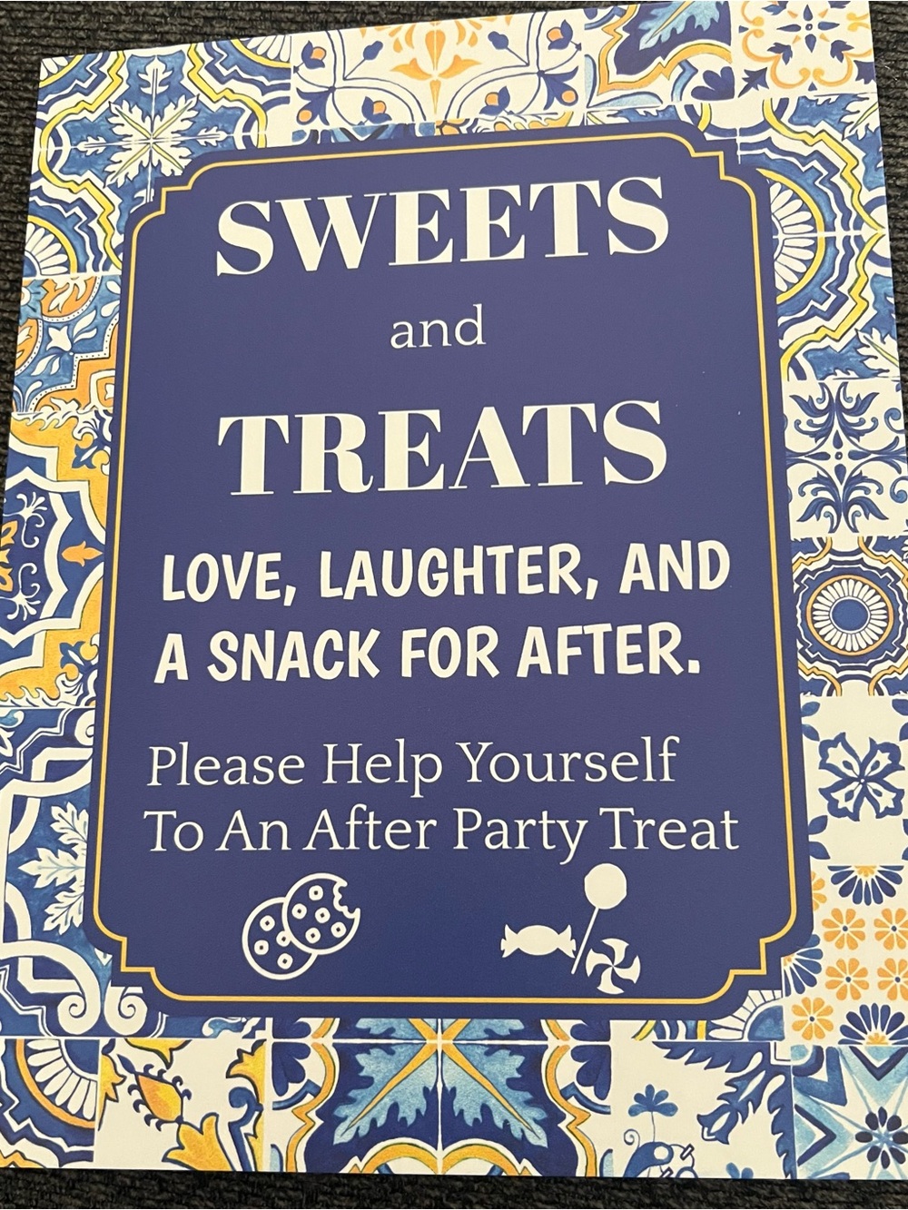 Sweets and Treats Tabletop Party Sign - Blue